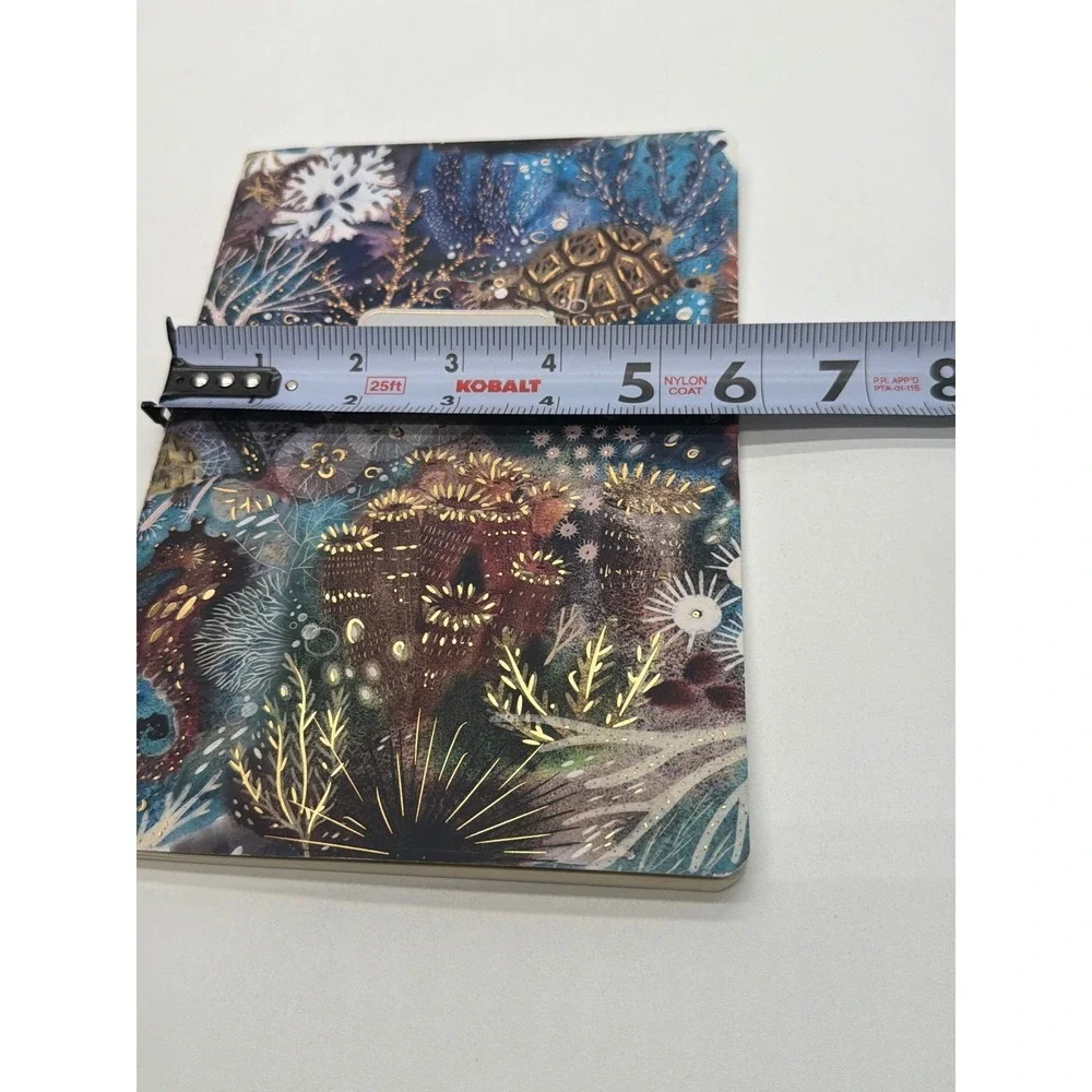 Bruno Visconti Lined Notebook Underwater Coral Reef Gold Foil Seahorse Turtle